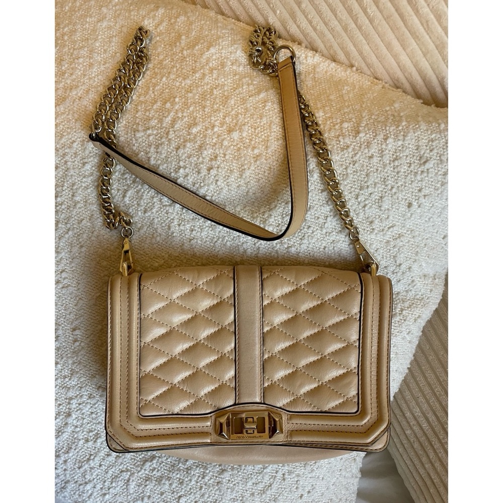 Rebecca Minkoff Tan Quilted Love Crossbody Bag